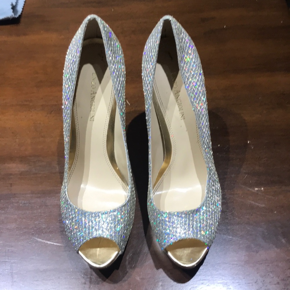 Enzo Angiolini sparkle peep toe heels